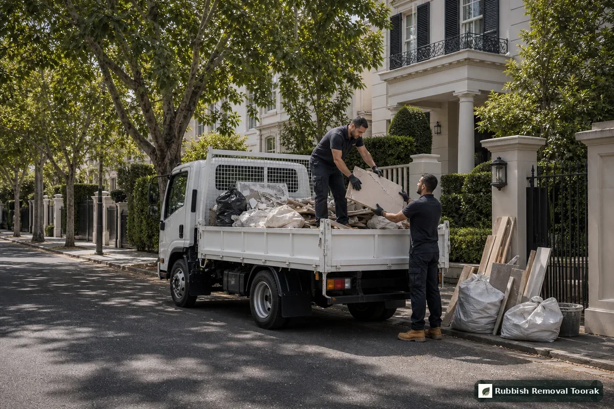 Demolition rubbish removal in Toorak with renovation debris loaded into a local truck