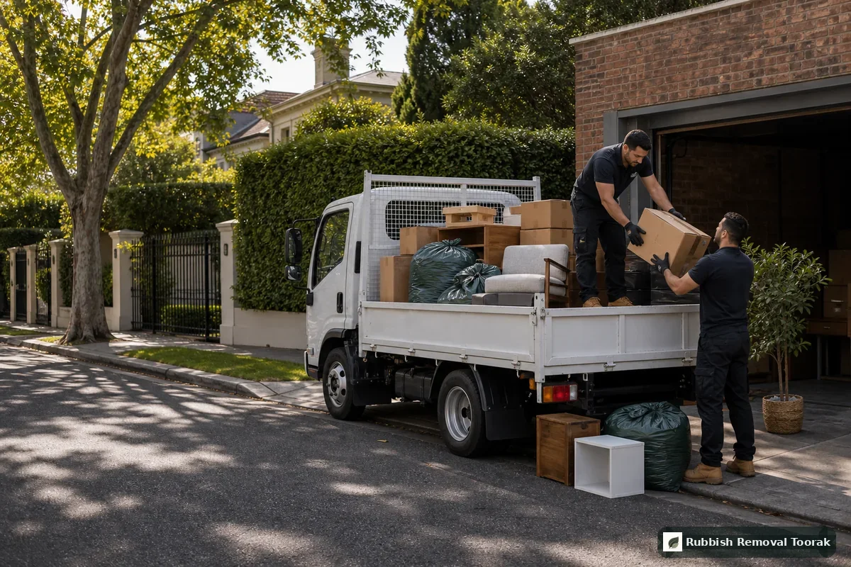 Junk removal in Toorak with mixed household items loaded into a local truck
